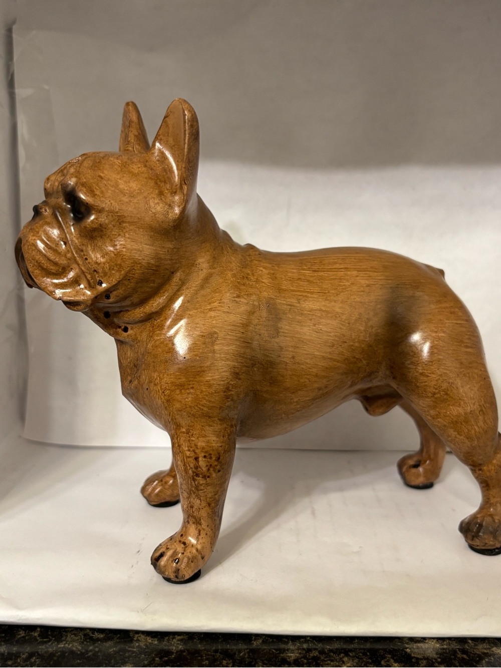 Wooden French Bulldog Figurine - Brown